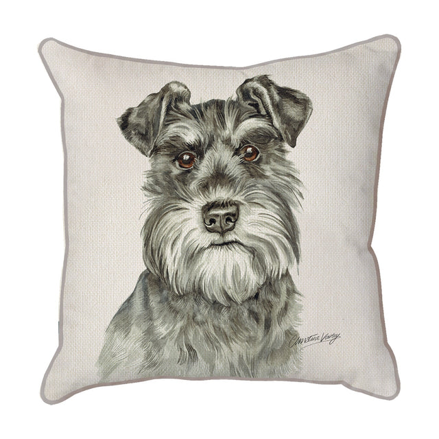 Christine Varley | Schnauzer Front On | Dog Scatter Cushion Cushions Christine Varley   