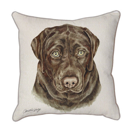 Christine Varley | Chocolate Lab Without Collar | Dog Scatter Cushion Cushions Christine Varley   